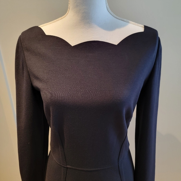 VALENTINO NAVY BLUE MIDI WOOL DRESS - Picture 2 of 8